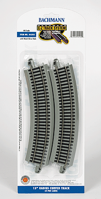 Bachmann 44505 HO Nickel Silver E-Z Track 15" Radius Curve, 30 Degrees (4 Pieces, 1/3 Circle)