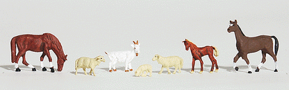 Woodland Scenics 1844 HO, Livestock, Horse, Goat, Sheep, Lamb, 7 Pieces