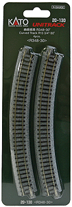 Kato 20-130 N Unitrack, 13-3/4", 348mm, Radius Curve 30 Degree, 4 per package