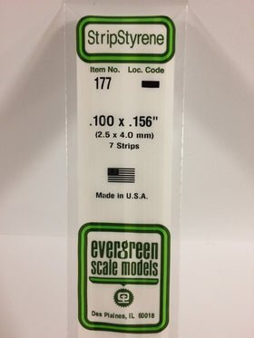 Evergreen 177 Strips, .100" x .156", 2.5 x 4.0 mm, 7 Pieces