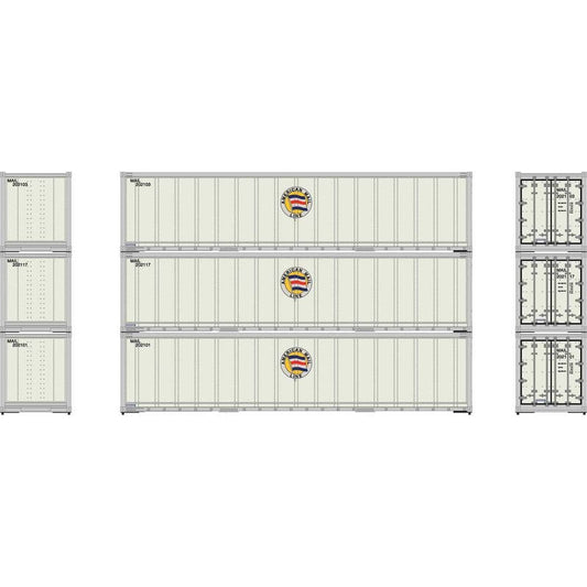 Athearn 63388 HO, 40' Smooth Side Container, MAIL 3-pack