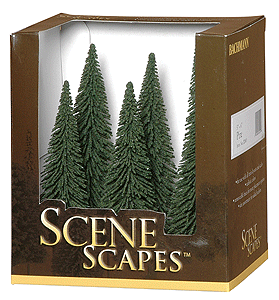 Bachmann Scene Scapes 32001, Pine Trees, 5" to 6", 6 Trees