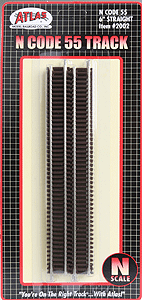 Atlas 2002 N Code 55 6" Straight Track, 6 Pieces