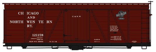 Accurail 1180 HO, 36' Fowler Wood Box Car, Chicago Northwestern, CNW, 121159 - House of Trains