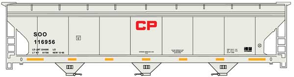Accurail 2116 HO, ACF 3-Bay Covered Hopper, SOO 116956 - House of Trains