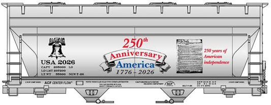 Accurail 22026 HO, ACF 2-Bay Covered Hopper, United States of America, 250th Anniversary, 1776-2026 - House of Trains