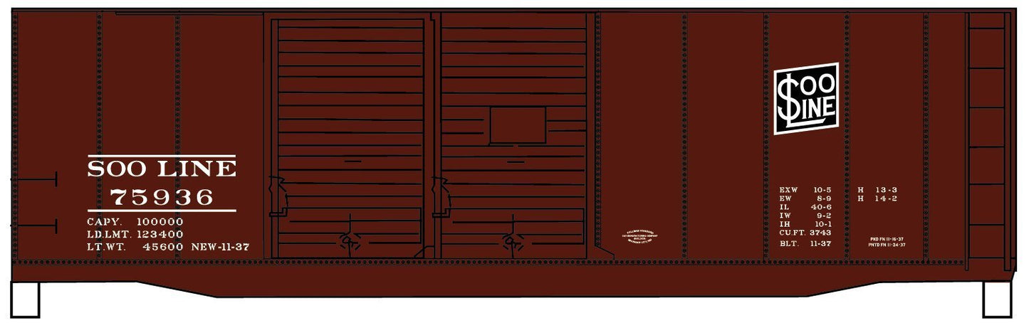 Accurail 3644 HO, 40' Boxcar, Double Door, Soo Line, SOO, 75936 - House of Trains