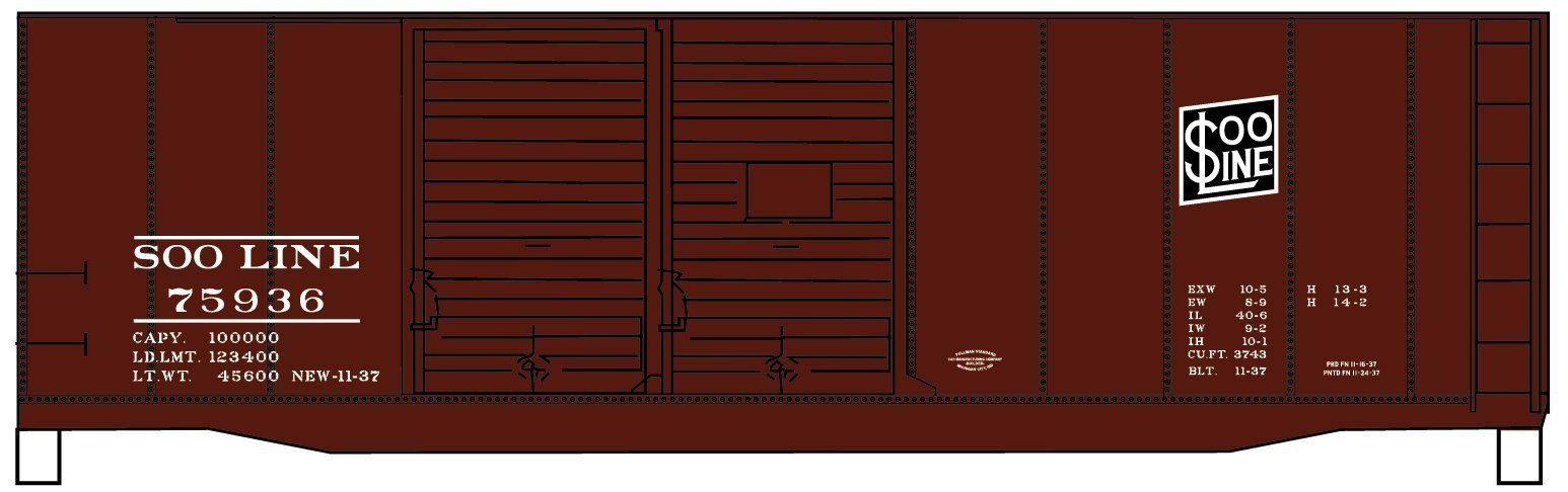 Accurail 3644 HO, 40' Boxcar, Double Door, Soo Line, SOO, 75936 - House of Trains