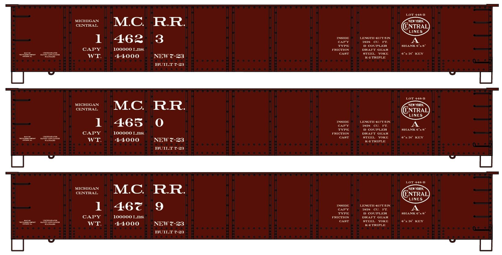Accurail 37714 HO 41' Steel Gondola 3 Pack, Michigan Central, MCRR, 14623, 14650, 14679 - House of Trains