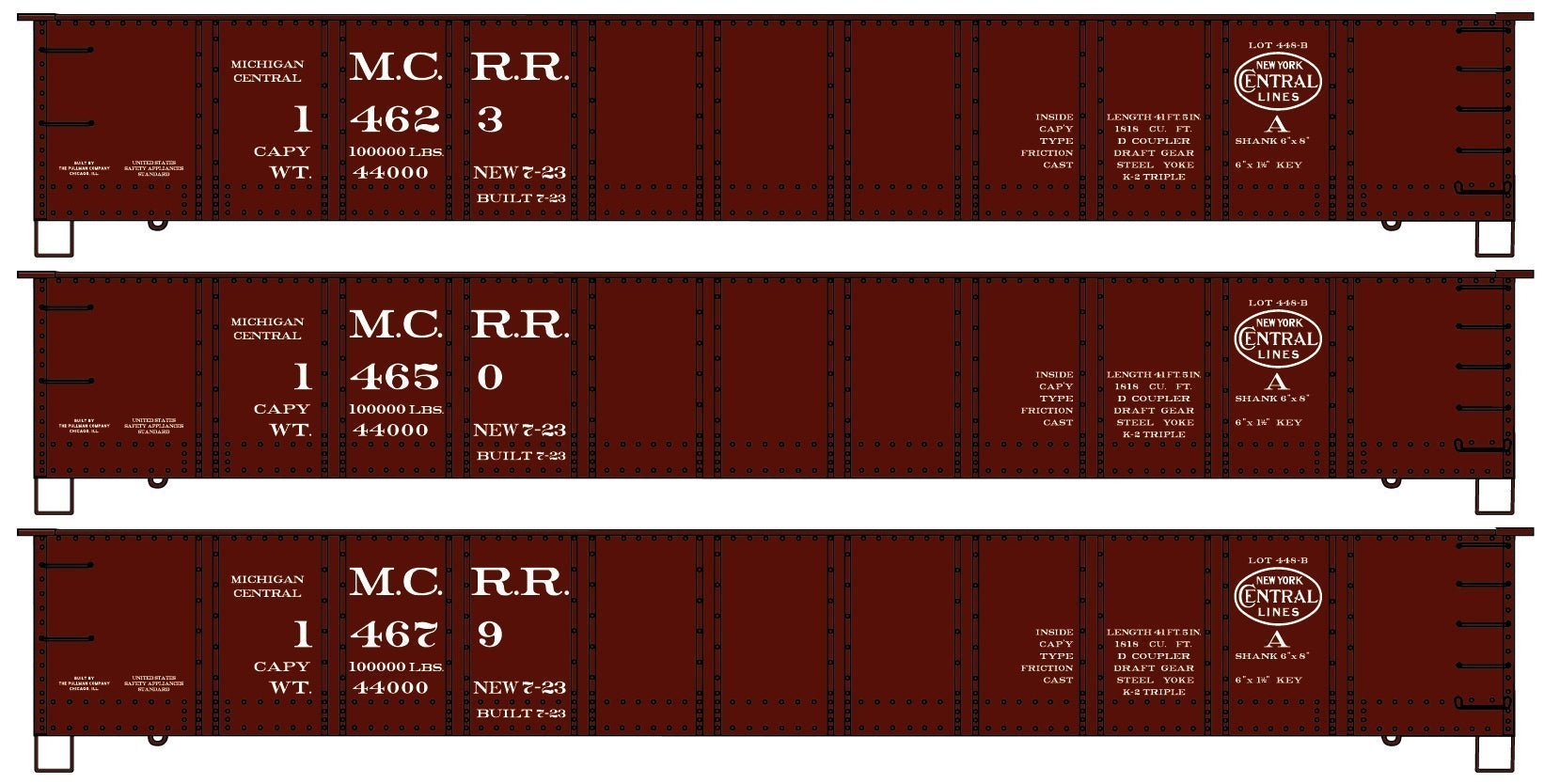 Accurail 37714 HO 41' Steel Gondola 3 Pack, Michigan Central, MCRR, 14623, 14650, 14679 - House of Trains