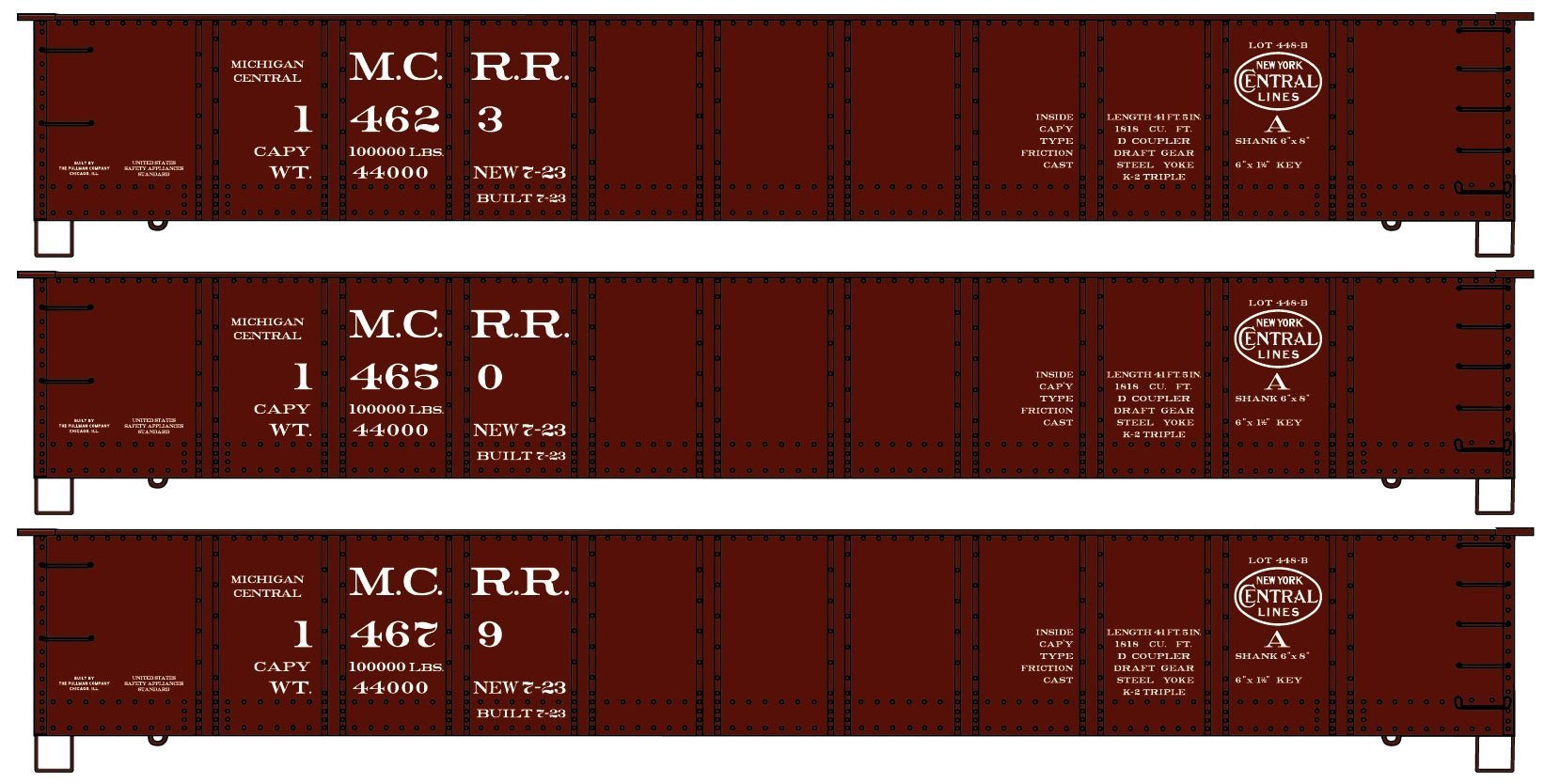Accurail 37714 HO 41' Steel Gondola 3 Pack, Michigan Central, MCRR, 14623, 14650, 14679 - House of Trains