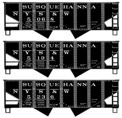 Accurail 8106 HO, 55 Ton, USRA Hopper Car, 3 Pack, NYSW, 5068, 5194, 5236 - House of Trains