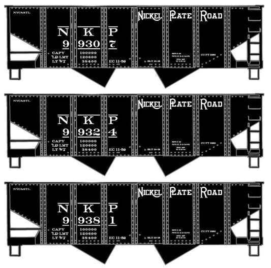 Accurail 8118 HO, USRA 55 - Ton Twin Hoppers, 3 - Car Set, Nickel Plate, NKP - House of Trains