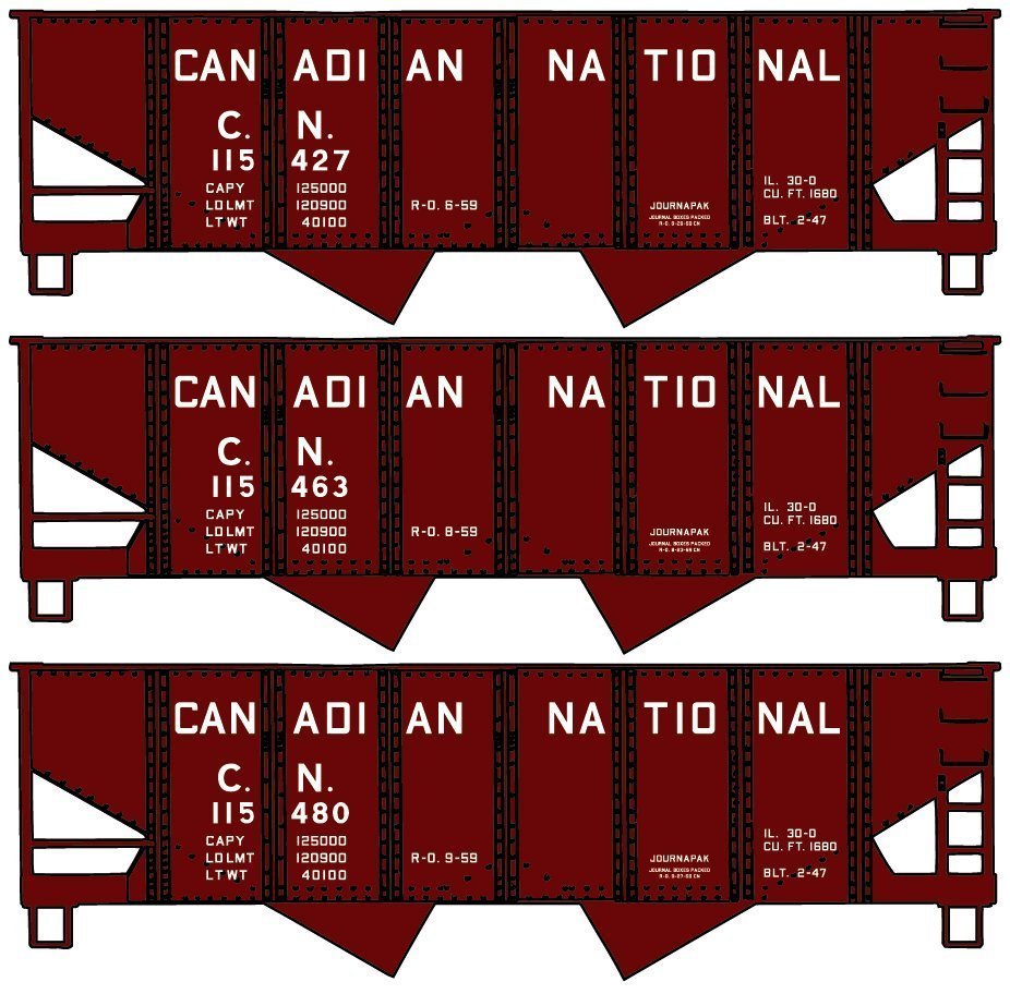 Accurail 8145 HO, USRA 55-Ton Twin Hoppers, 3-Car Set, Canadian National, CN - House of Trains