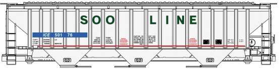 Accurail 81571 HO, PS Covered Hopper, Soo Line, ICE Patched, 50123 - House of Trains