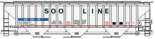 Accurail 81571 HO, PS Covered Hopper, Soo Line, ICE Patched, 50123 - House of Trains