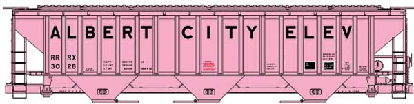 Accurail 81821 HO, Pullman Standard Covered Hopper, Pink Co - Op , Albert City Elevator, RRRX 3028 - House of Trains