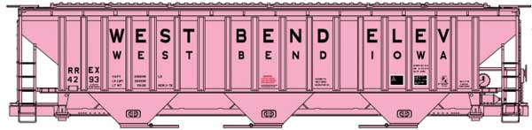 Accurail 81822 HO, Pullman Standard Covered Hopper, Pink Co - Op , West Bend Elevator, RREX 4293 - House of Trains