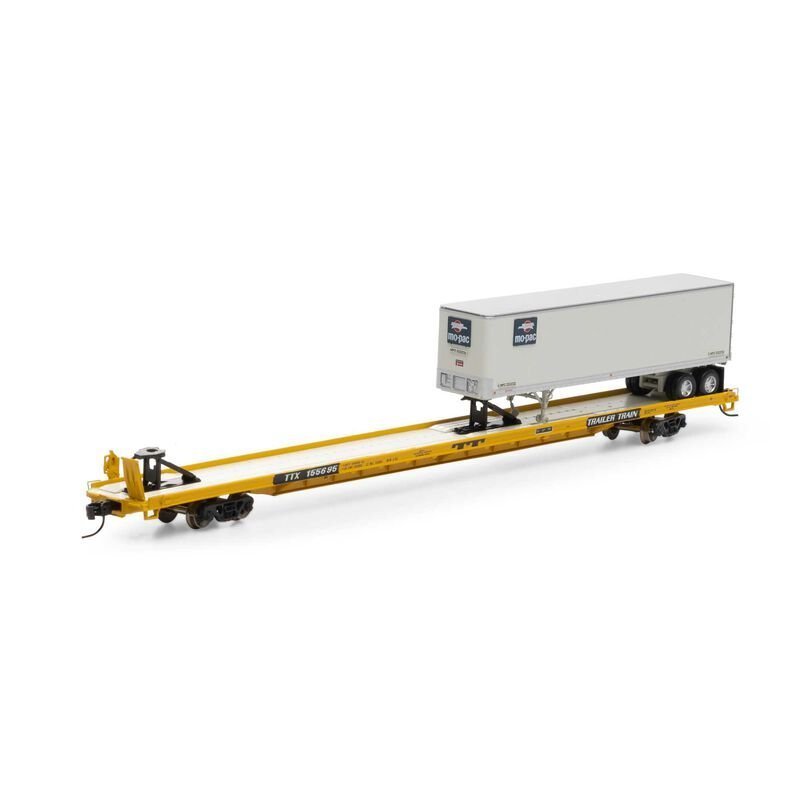 Athearn 14358 N, F89F 89', 8" TOFC Flat Car, with Trailer, Trailer Train, TTX, 155695, MP Trailer - House of Trains