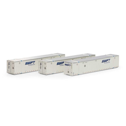 Athearn 17306 N, 53' Stoughton Container, 3 - Pack, Swift Intermodal, SWRU, 237047, 237088, 237071 - House of Trains