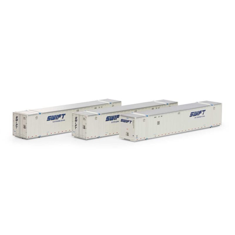 Athearn 17306 N, 53' Stoughton Container, 3 - Pack, Swift Intermodal, SWRU, 237047, 237088, 237071 - House of Trains