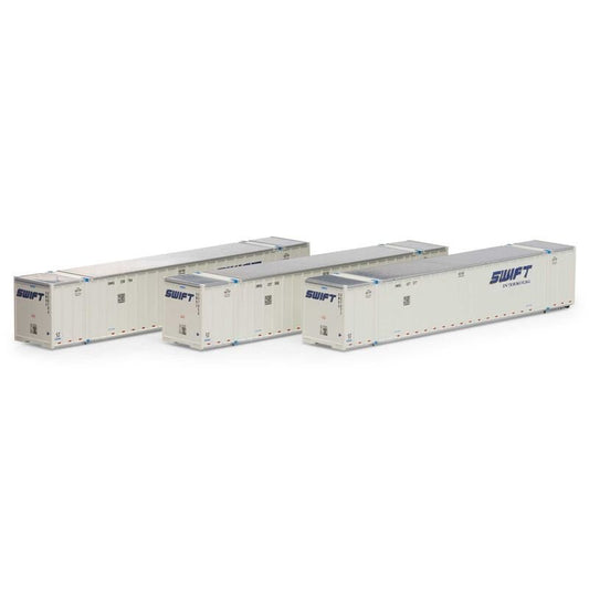 Athearn 17307 N, 53' Stoughton Container, 3 - Pack, Swift Intermodal, SWRU, 237077, 238794, 237956 - House of Trains