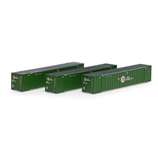 Athearn 17308 N, 53' Stoughton Container, 3 - Pack, HUB Group, UPHU, 244215, 244201, 244207 - House of Trains