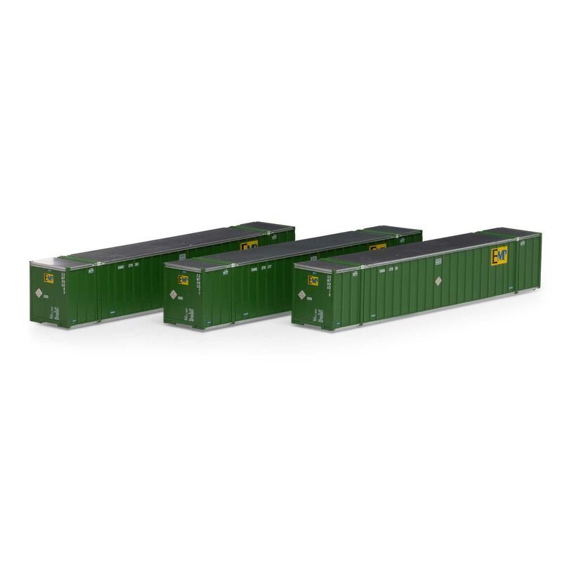 Athearn 17310 N, 53' Stoughton Container, 3 - Pack, EMP, EMHU, 279077, 279013, 279083 - House of Trains