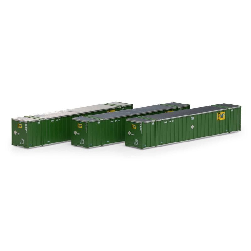 Athearn 17311 N, 53' Stoughton Container, 3 - Pack, EMP, EMHU, 279047, 279051, 279008 - House of Trains