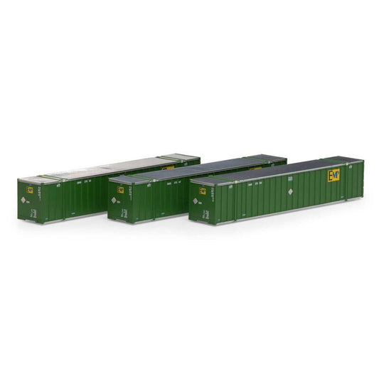 Athearn 17311 N, 53' Stoughton Container, 3 - Pack, EMP, EMHU, 279047, 279051, 279008 - House of Trains