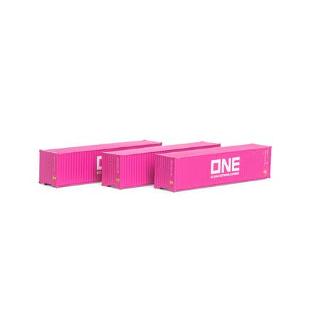 Athearn 17434 N, 40' Corrugated Container, Ocean Network Express, ONEU, 3 Pack - House of Trains