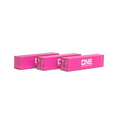 Athearn 17435 N, 40' Corrugated Container, Ocean Network Express, ONEU, 3 Pack - House of Trains