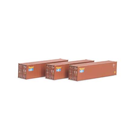 Athearn 17440 N, 40' Corrugated Container, Touax, MOL, TGCU, 3 Pack ...
