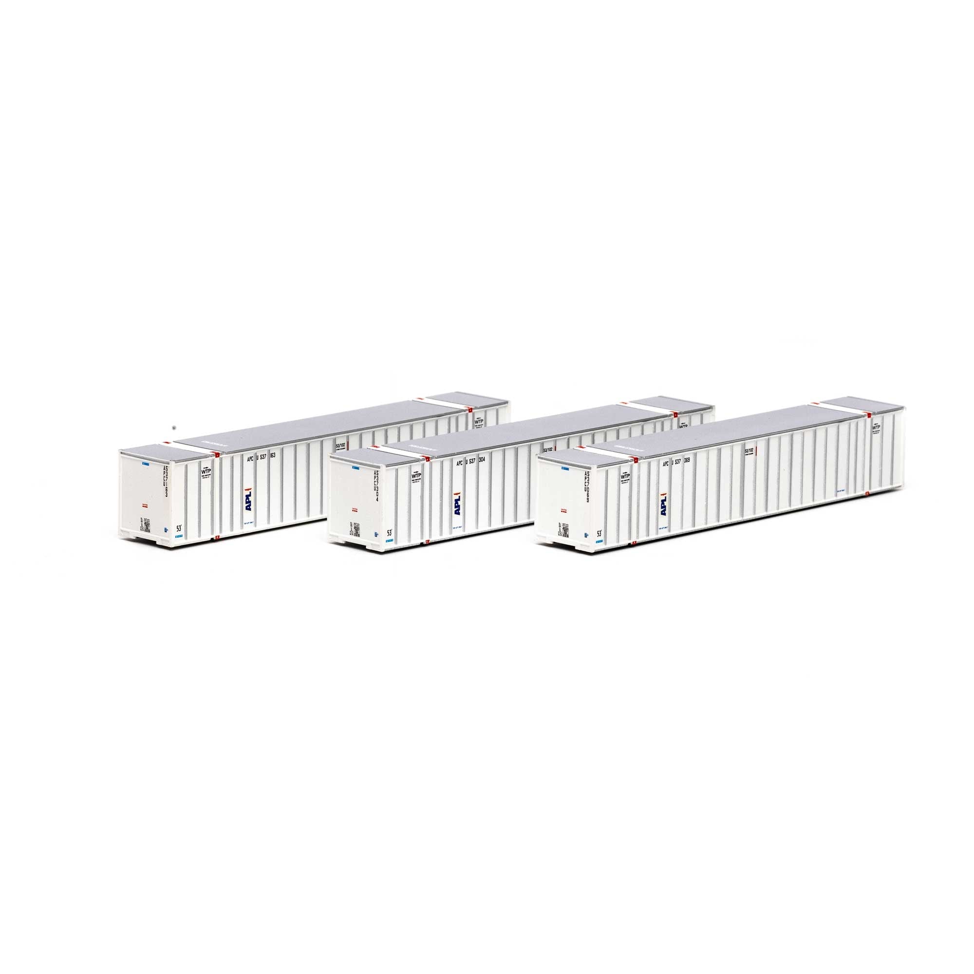 Athearn 17653 N, 53' Stoughton Container, 3-Pack, APCU – House of Trains