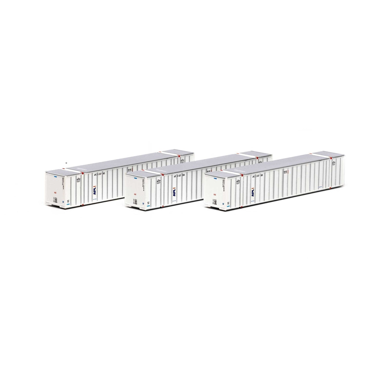 Athearn 17653 N, 53' Stoughton Container, 3-Pack, APCU - House of Trains