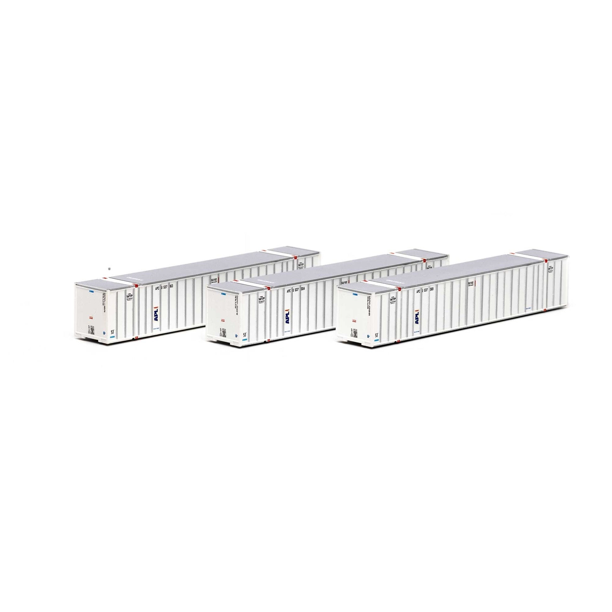 Athearn 17653 N, 53' Stoughton Container, 3-Pack, APCU - House of Trains