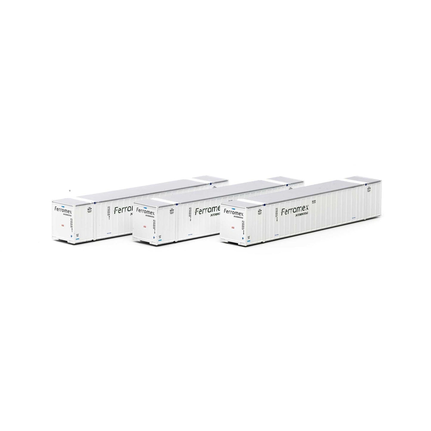 Athearn 17656 N, 53' Stoughton Container, 3 - Pack, Ferromex Intermodal, FXEU - House of Trains