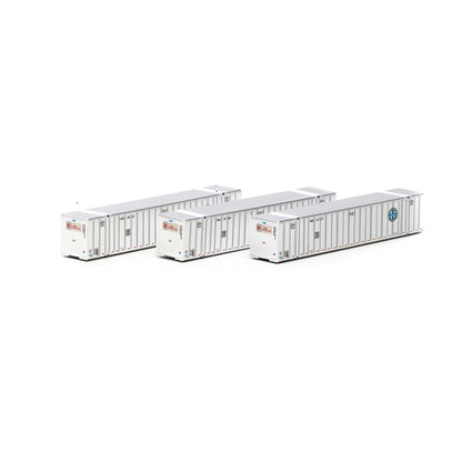 Athearn 17659 N, 53' Stoughton Container, 3 - Pack, BNSF, HUB Group, HUBU - House of Trains