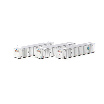 Athearn 17659 N, 53' Stoughton Container, 3 - Pack, BNSF, HUB Group, HUBU - House of Trains