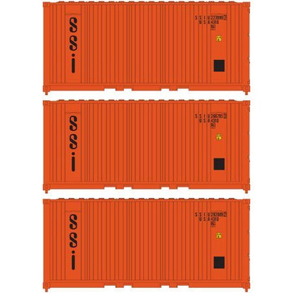 Athearn 17698 N, 20' Panel Side Container, SSI Container Group, SSIU, 3 Pack - House of Trains