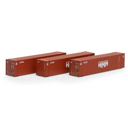 Athearn 17890 N, 45' Container, 3 - Pack, HMM, KOBC - House of Trains