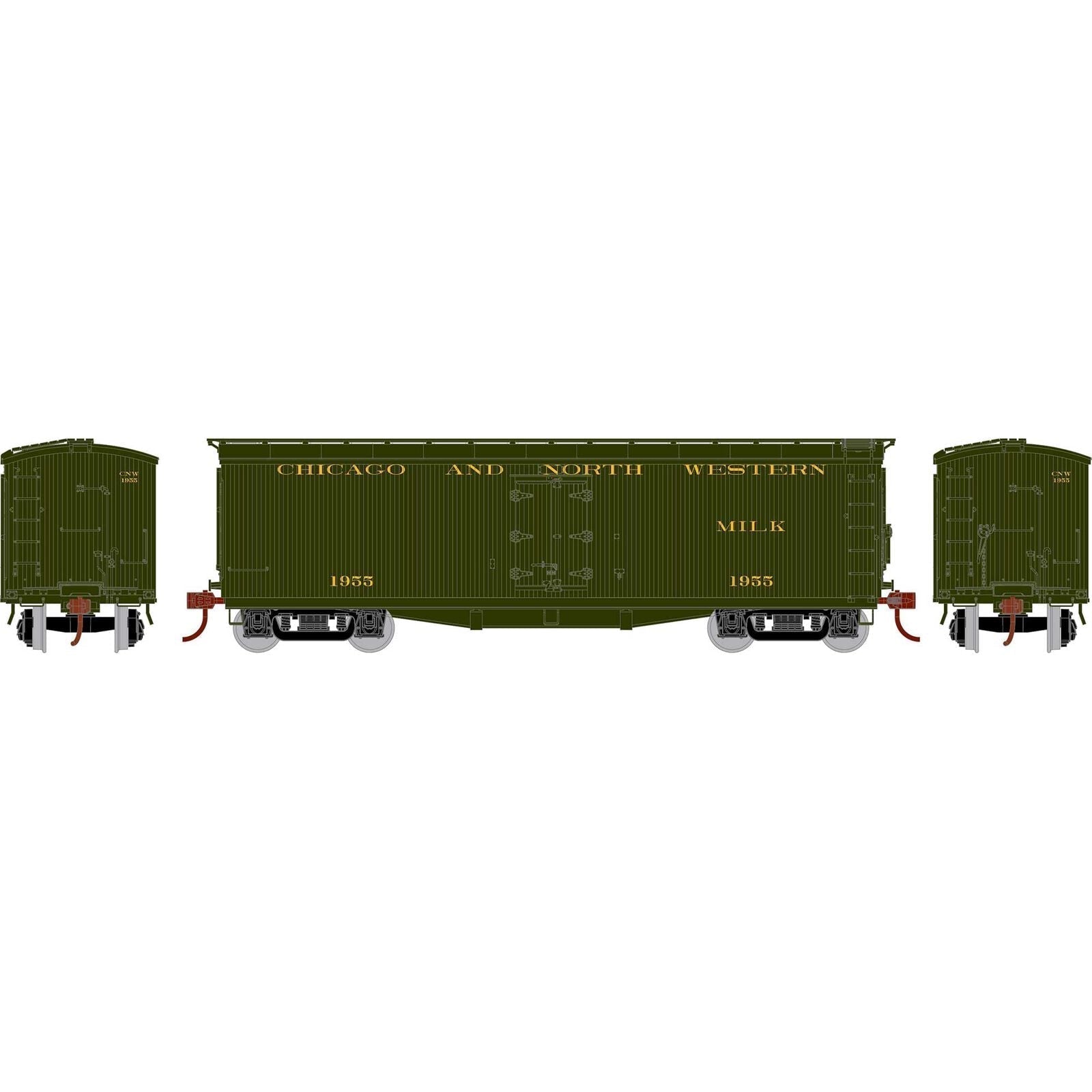 Athearn 24025 N, 40' Pfaudler Wood Milk Car, Chicago North Western, CNW, 1955 - House of Trains