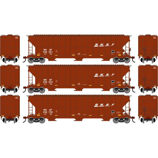 Athearn 2484 HO, FMC 4700 Covered Hopper, 3-pack, BNSF - House of Trains