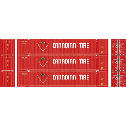 Athearn 26576 HO, 53' Jindo Container, 3 Pack, Canadian Tire, CDAU - House of Trains