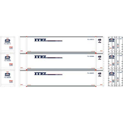 Athearn 27694 HO, 48' Container, ITEL, ITLU, 3 Pack - House of Trains