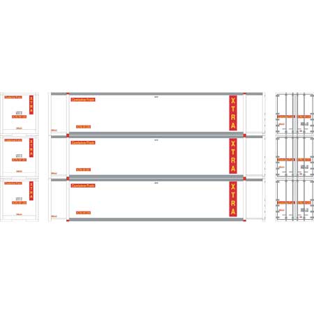 Athearn 27699 HO, 48' Container, XTRA, XCRU, 3 Pack - House of Trains