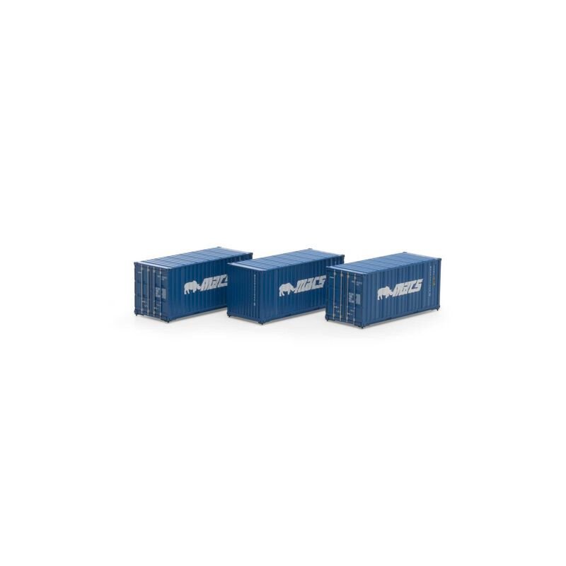 Athearn 27789 HO, 20' Corrugated Container, 3 Pack, MACS, MOCU - House of Trains