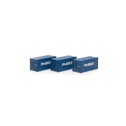 Athearn 27789 HO, 20' Corrugated Container, 3 Pack, MACS, MOCU - House of Trains