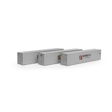 Athearn 28046 HO, 45' Container, 3 - Pack, Primed for Grime, Horizon Lines, HRZU - House of Trains