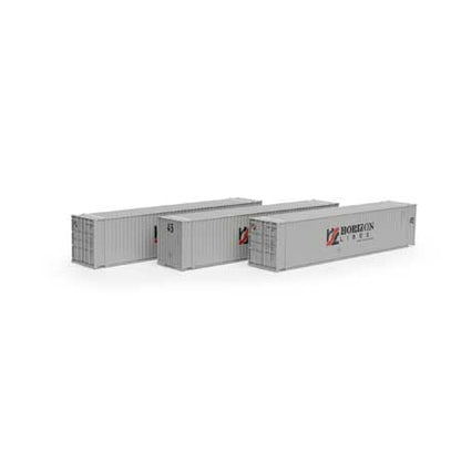 Athearn 28046 HO, 45' Container, 3-Pack, Primed for Grime, Horizon Lines, HRZU - House of Trains